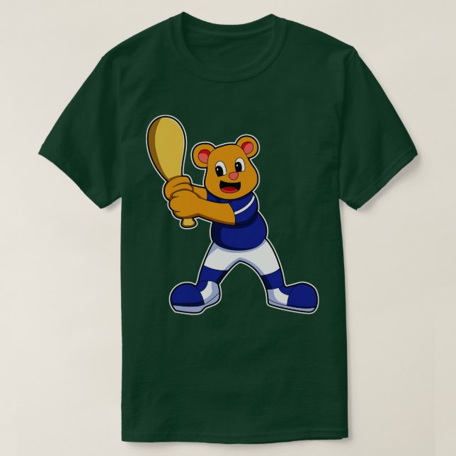 Bear as Batter at Baseball T-Shirt (Design Front)