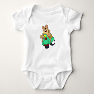 Bear as Biker with Scooter.PNG Baby Bodysuit