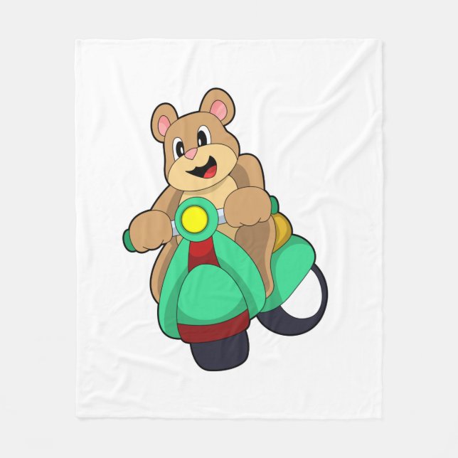 Bear as Biker with Scooter.PNG Fleece Blanket (Front)