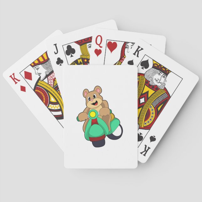 Bear as Biker with Scooter.PNG Playing Cards (Back)