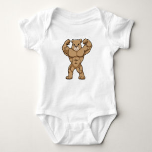 Bear as Bodybuilder with big Muscles Baby Bodysuit