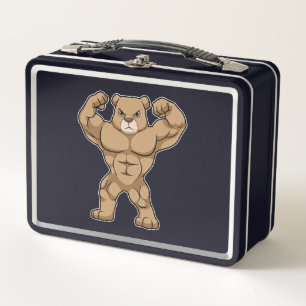 Bear as Bodybuilder with big Muscles Metal Lunch Box
