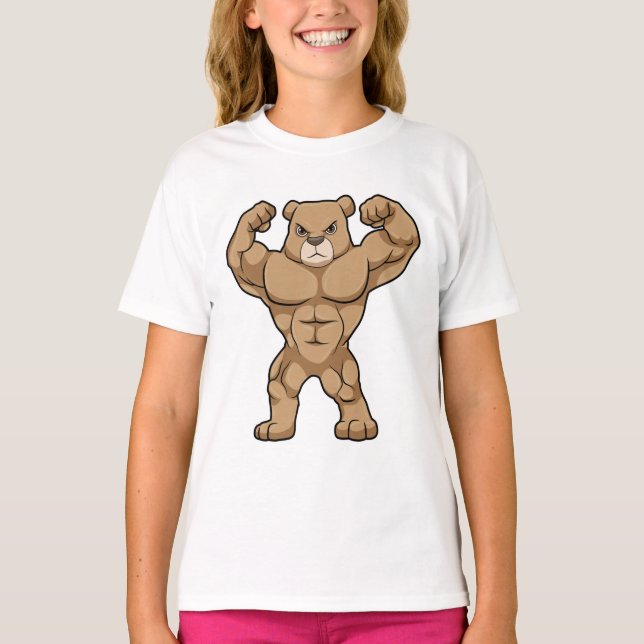 Bear as Bodybuilder with big Muscles T-Shirt (Front)