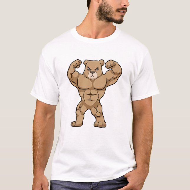 Bear as Bodybuilder with big Muscles T-Shirt (Front)