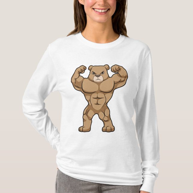 Bear as Bodybuilder with big Muscles T-Shirt (Front)