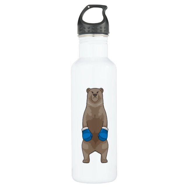 Bear as Boxer with Boxing gloves 710 Ml Water Bottle (Front)