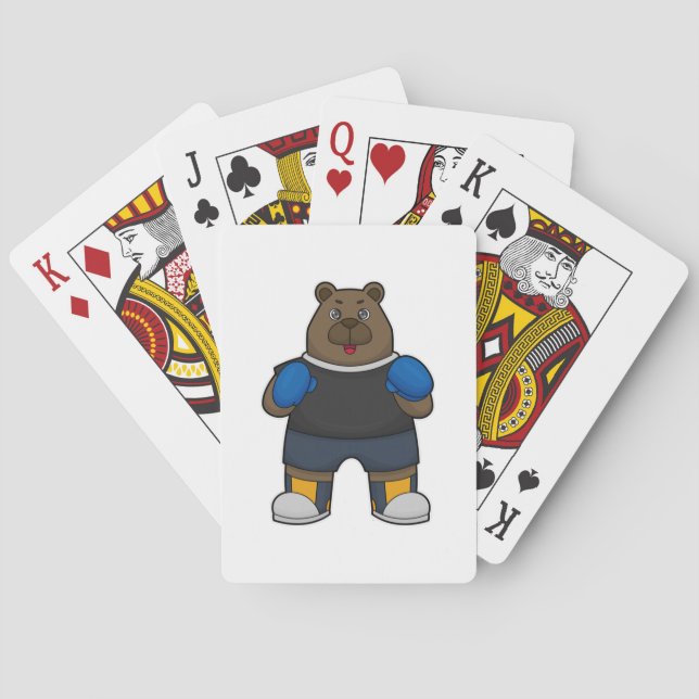 Bear as Boxer with Boxing gloves Playing Cards (Back)