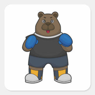 Bear as Boxer with Boxing gloves Square Sticker