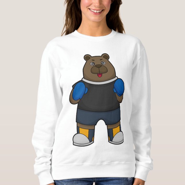 Bear as Boxer with Boxing gloves Sweatshirt (Front)