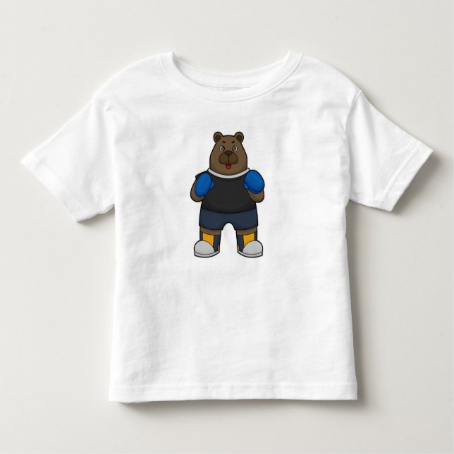 Bear as Boxer with Boxing gloves Toddler T-Shirt (Front)