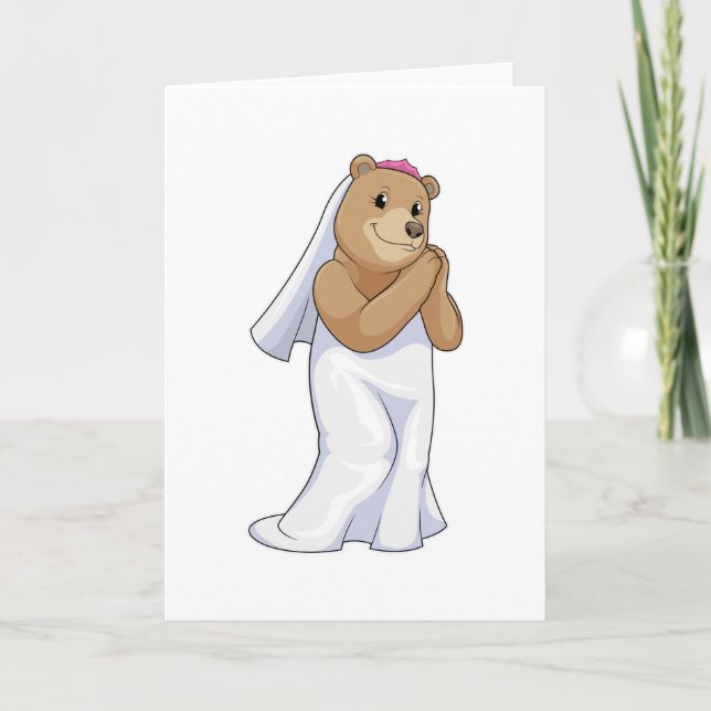 Bear as Bride with Veil Card (Front)