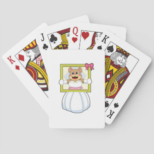 Bear as Bride with Wedding dress & Picture Frame.p Playing Cards