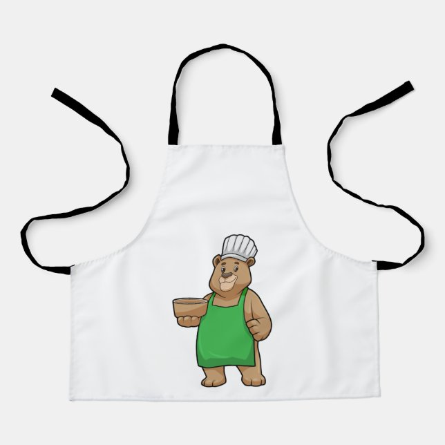 Bear as Cook with Cooking apron & Bowl (Front)