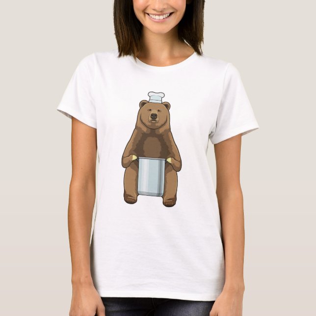 Bear as Cook with Cooking pot T-Shirt (Front)