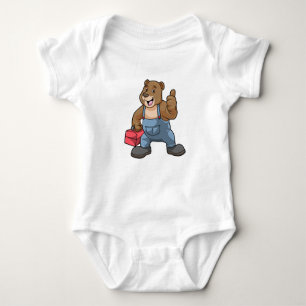 Bear as Craftsman with Tool box Baby Bodysuit