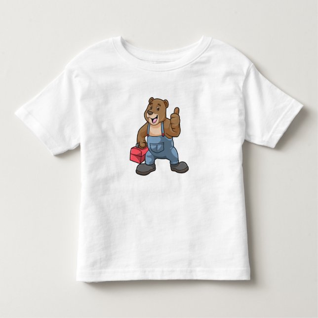 Bear as Craftsman with Tool box Toddler T-Shirt (Front)