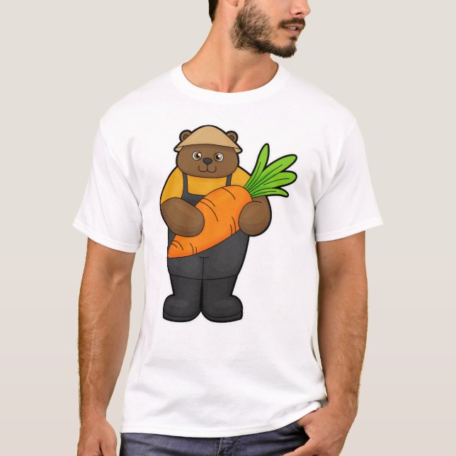 Bear as Farmer with Carrot T-Shirt (Front)