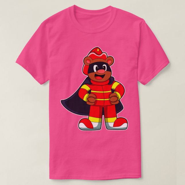 Bear as Firefighter with Mask T-Shirt (Design Front)