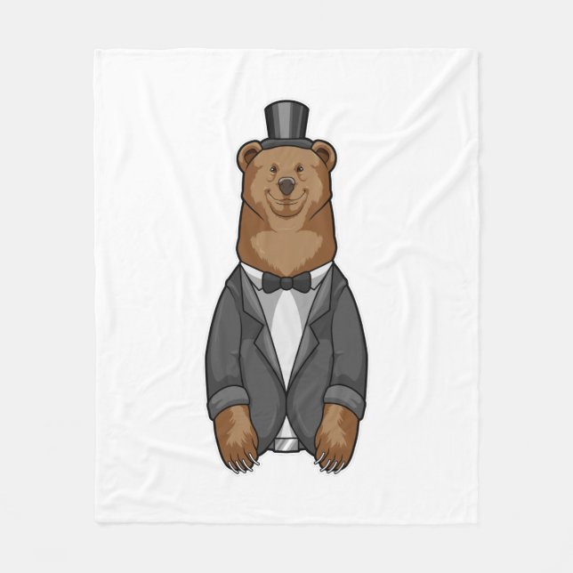 Bear as Groom with Jacket Fleece Blanket (Front)