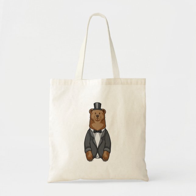 Bear as Groom with Jacket Tote Bag (Front)