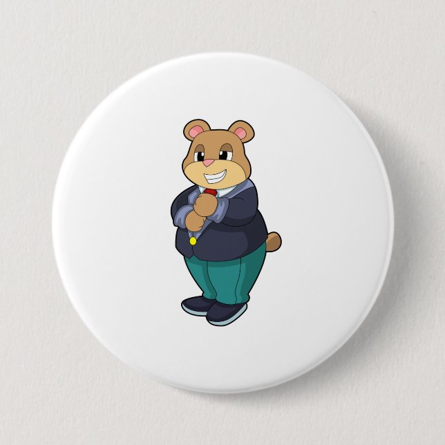 Bear as Groom with Suit 7.5 Cm Round Badge (Front)