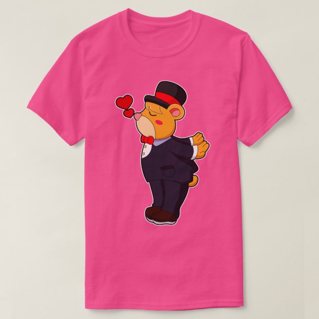 Bear as Groom with Suit Hat T-Shirt (Design Front)