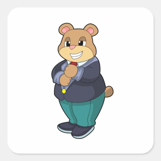 Bear as Groom with Suit Square Sticker (Front)