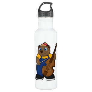 Bear as Musician with Guitar 710 Ml Water Bottle