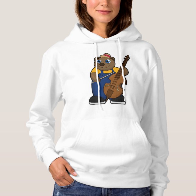 Bear as Musician with Guitar Hoodie (Front)
