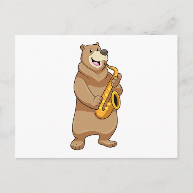 Bear as Musician with Saxophone Postcard (Front)