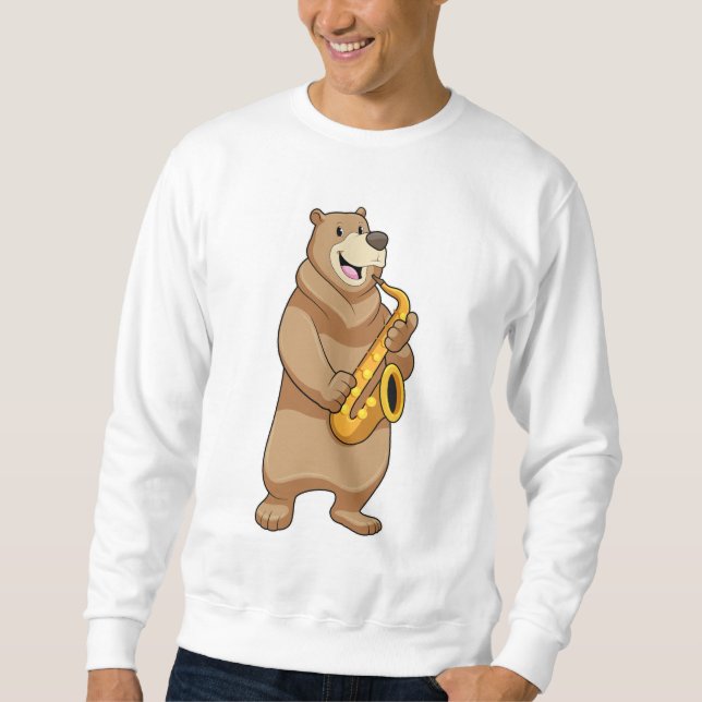 Bear as Musician with Saxophone Sweatshirt (Front)