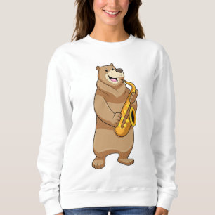 Bear as Musician with Saxophone Sweatshirt