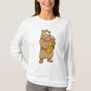 Bear as Musician with Saxophone T-Shirt