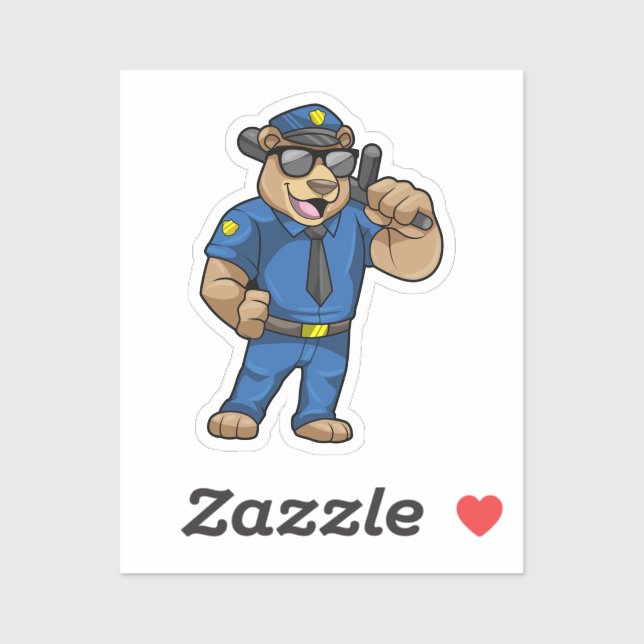 Bear as Police officer with Baton (Sheet)