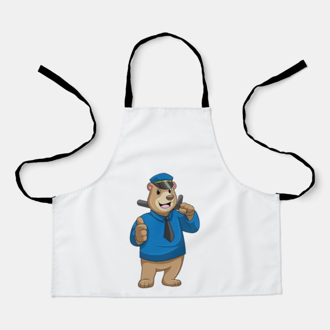Bear as Police officer with Police hat Apron (Front)