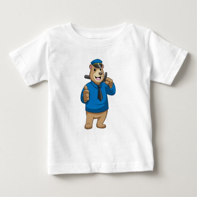 Bear as Police officer with Police hat Baby T-Shirt (Front)