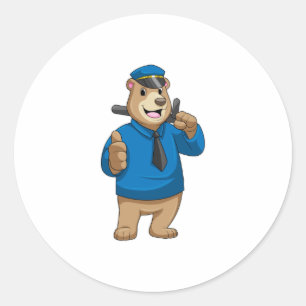 Bear as Police officer with Police hat Classic Round Sticker