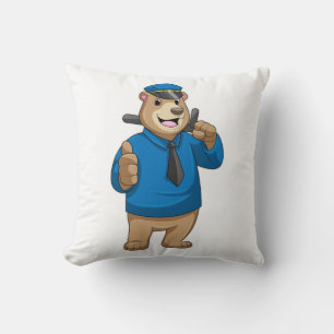 Bear as Police officer with Police hat Cushion