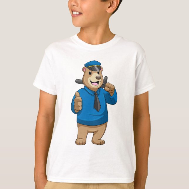 Bear as Police officer with Police hat T-Shirt (Front)