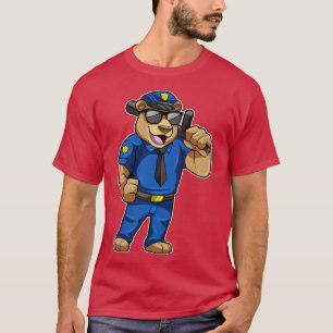 Bear as Police officer with Police uniform Baton T-Shirt
