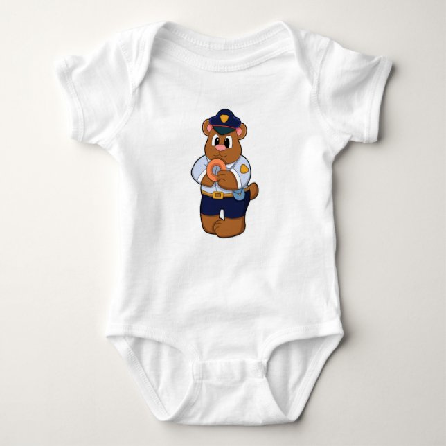 Bear as Police officer with Police uniform & Dough Baby Bodysuit (Front)