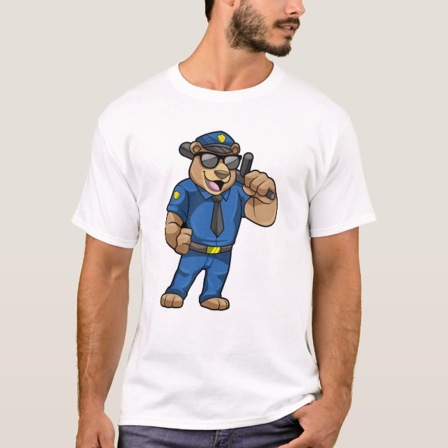 Bear as Police officer with Police uniform T-Shirt (Front)