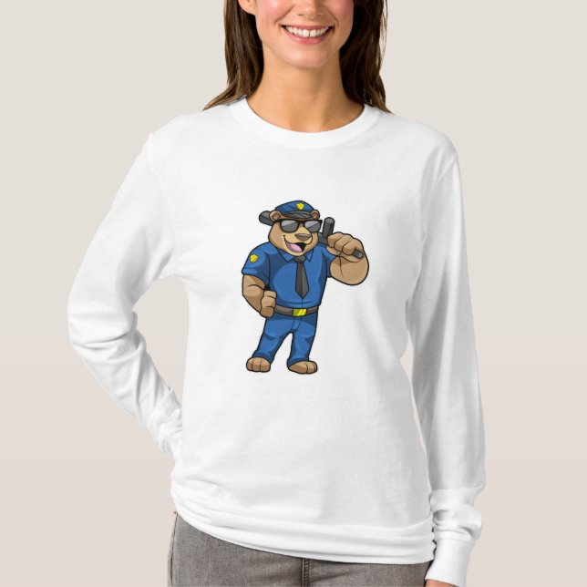 Bear as Police officer with Police uniform T-Shirt (Front)