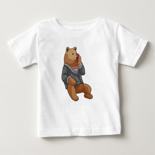 Bear as Secretary with Phone Baby T-Shirt (Front)