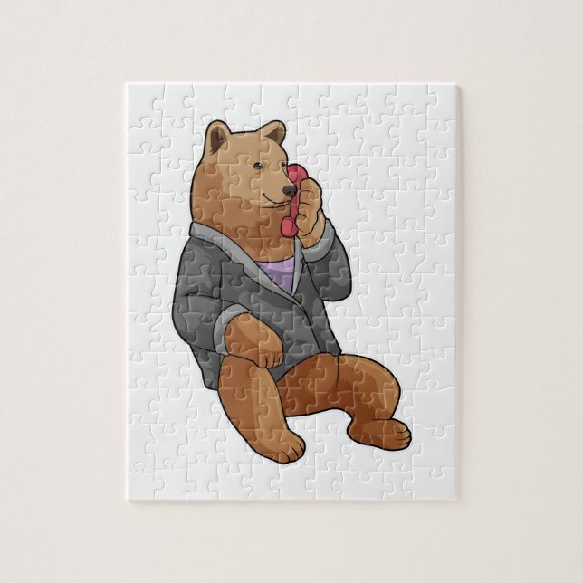 Bear as Secretary with Phone Jigsaw Puzzle (Vertical)