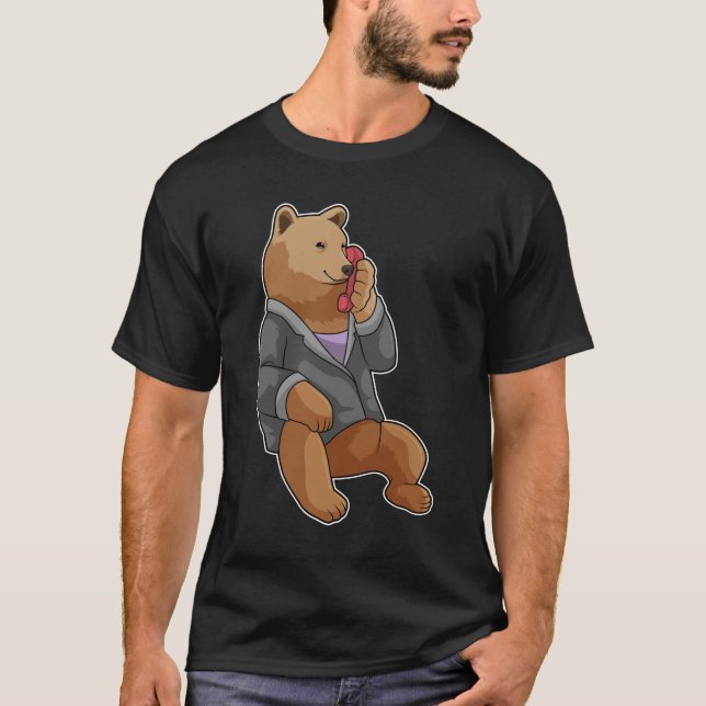 Bear as Secretary with Phone T-Shirt (Front)