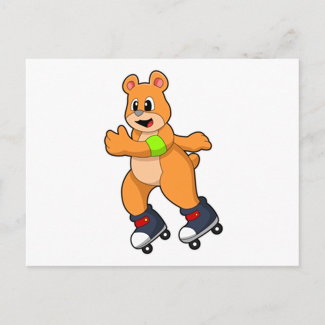 Bear as Skater with Inline skates Postcard (Front)