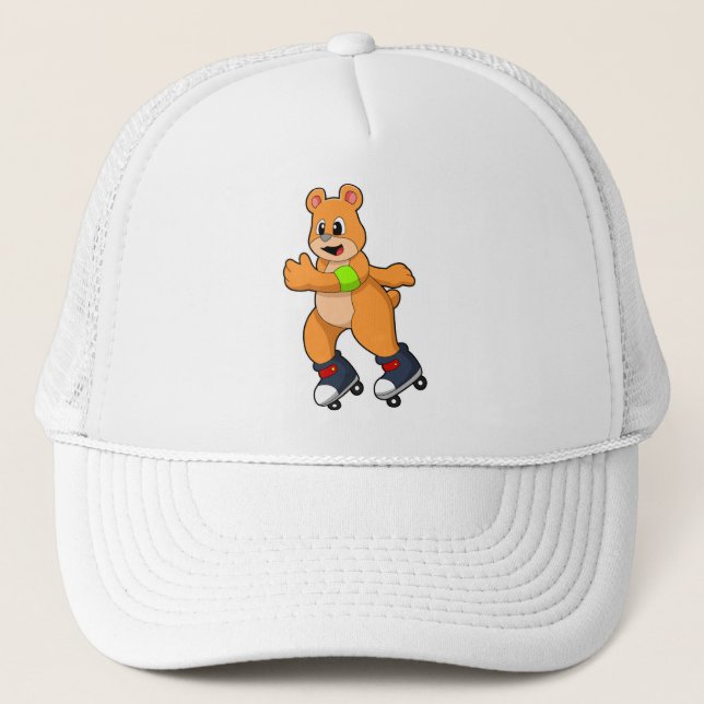Bear as Skater with Inline skates Trucker Hat (Front)