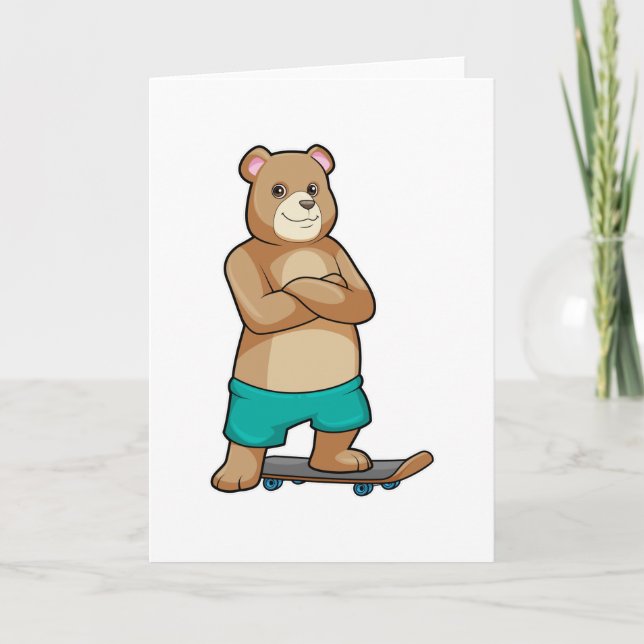 Bear as Skater with Skateboard Card (Front)