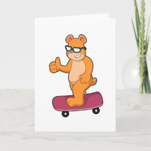 Bear as Skater with Skateboard Card